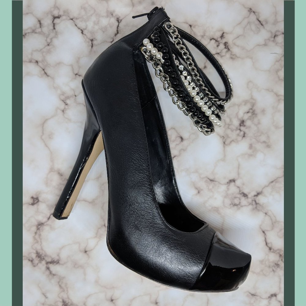 BEBE Elle Pump with Embellished Ankle Straps